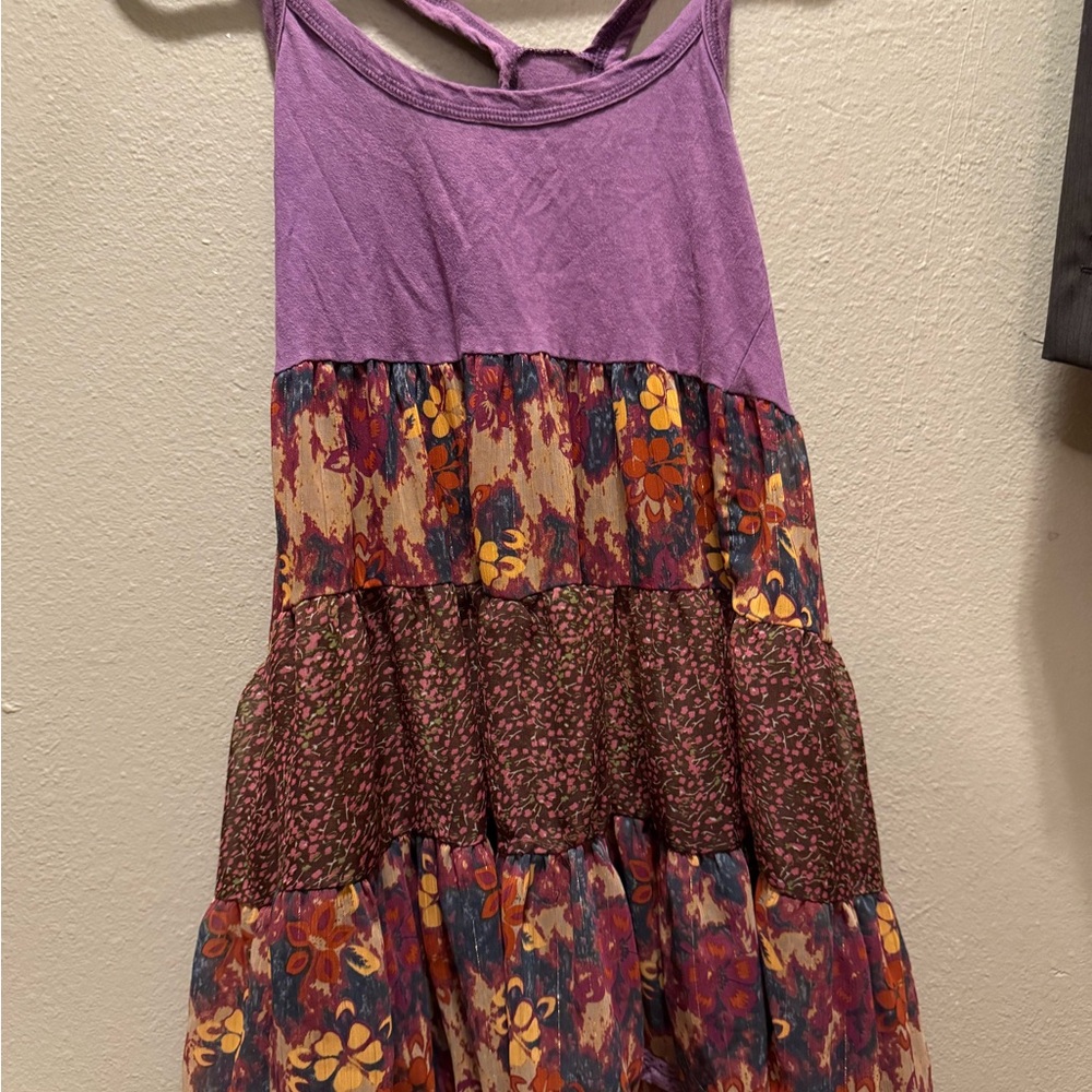 Purple and Floral Tiered Dress